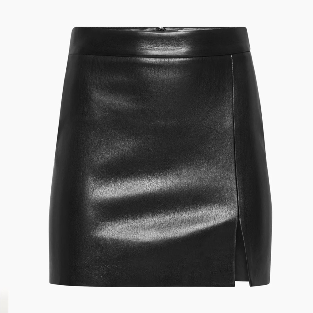 ARITZIA WILFRED BLACK LEATHER PATIO MINI SKIRT
